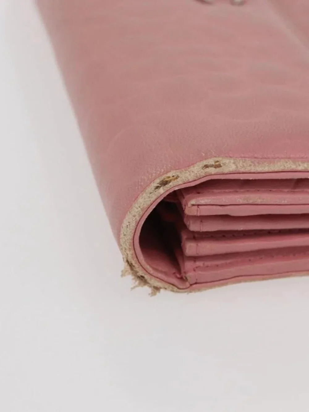 CHANEL Camelia Long Wallet Lamb Skin Pink CC Auth YKZ410